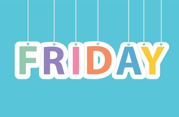 friday word made with colorful hanging letters – vector illustration